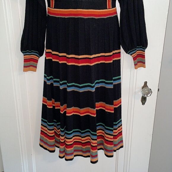 Amazing 70s Vtg Roncelli knit multi colored striped sweater dress - Picture 8 of 12
